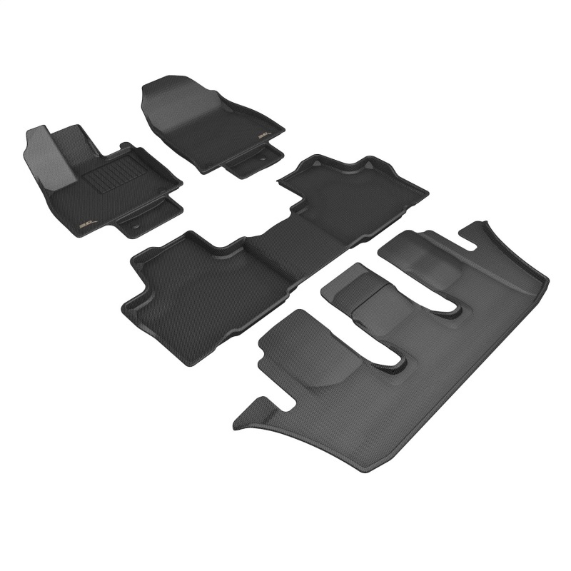 Toyota Grand Highlander Floor Mats - Front, Rear and Third Row - 3D MAXpider - Kagu - Black - `24-`26